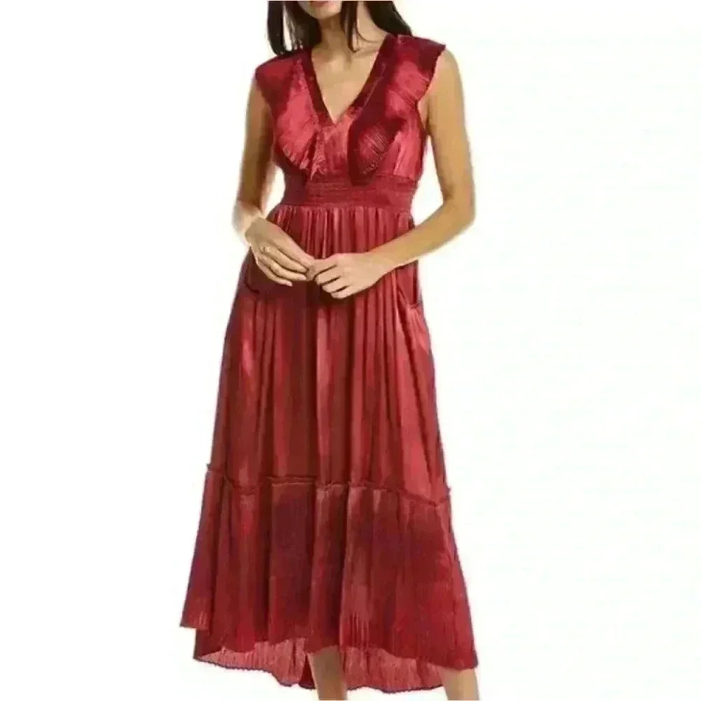 Taylor Crinkled Satin Midi Dress